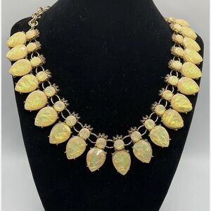 Gold-Tone Yellow Opal Teardrop Statement Necklace